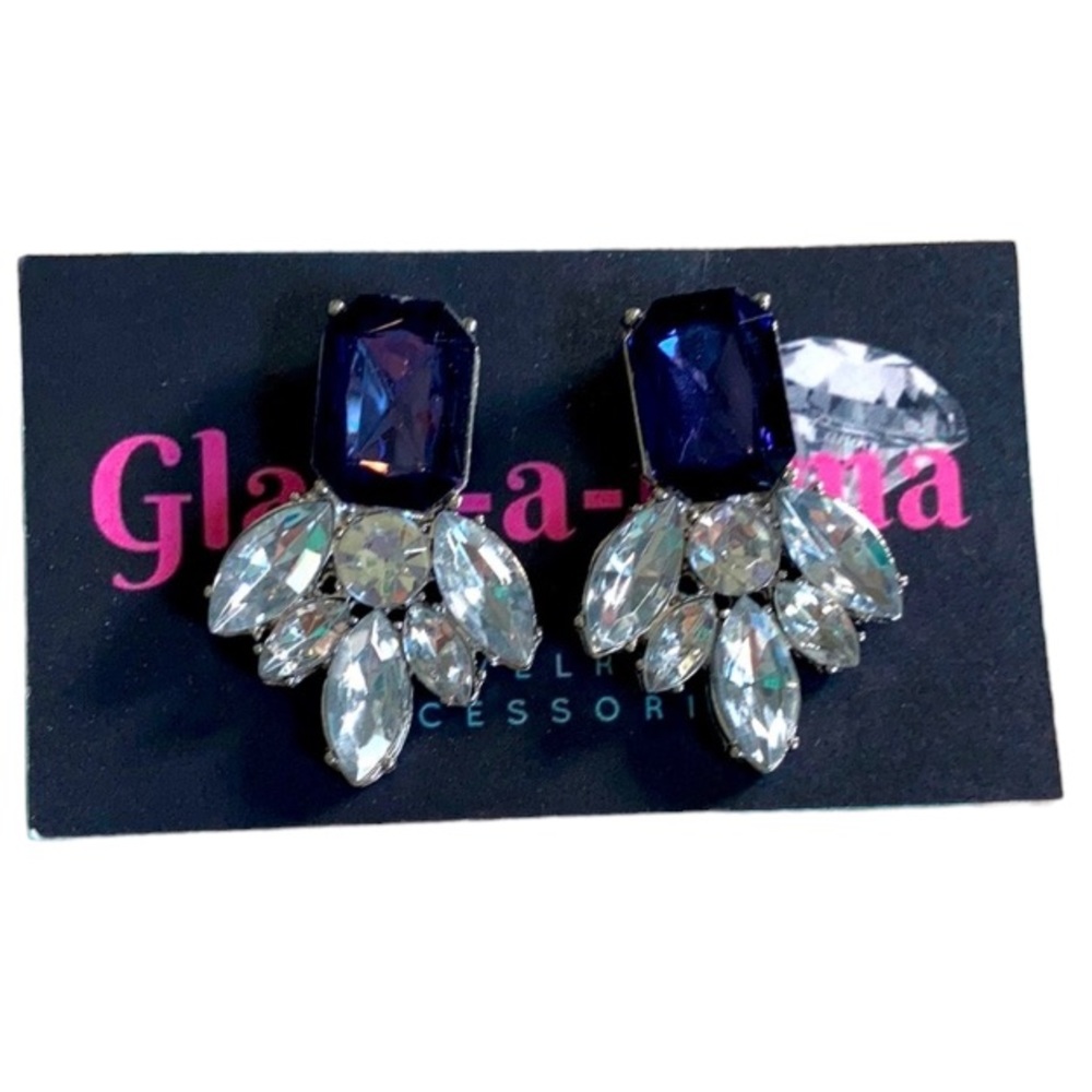 Crystal earrings - blue and clear